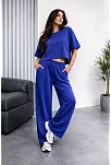 Osy Modal Yumuşak Dokulu Kadın Oversize İkili Takım Bol Paça Pantolonlu Günlük Takım - Saks Mavisi