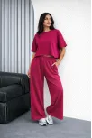 Osy Modal Yumuşak Dokulu Kadın Oversize İkili Takım Bol Paça Pantolonlu Günlük Takım - Fuşya