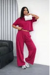 Osy Modal Yumuşak Dokulu Kadın Oversize İkili Takım Bol Paça Pantolonlu Günlük Takım - Fuşya