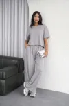 Osy Modal Yumuşak Dokulu Kadın Oversize İkili Takım Bol Paça Pantolonlu Günlük Takım - Gri