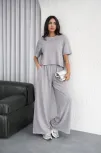 Osy Modal Yumuşak Dokulu Kadın Oversize İkili Takım Bol Paça Pantolonlu Günlük Takım - Gri