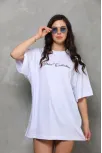 Kadın Baskılı T-shirt Kısa Kol Bisiklet Yaka Regular Rahat Kalıp Günlük Tişört - Beyaz Kadın Baskılı T-shirt Kısa Kol Bisiklet Yaka Regular Rahat Kalıp Günlük Tişört - Beyaz