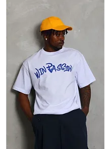 Erkek Baskılı T-shirt Kısa Kol Bisiklet Yaka Regular Fit Rahat Kalıp Günlük Tişört - Beyaz