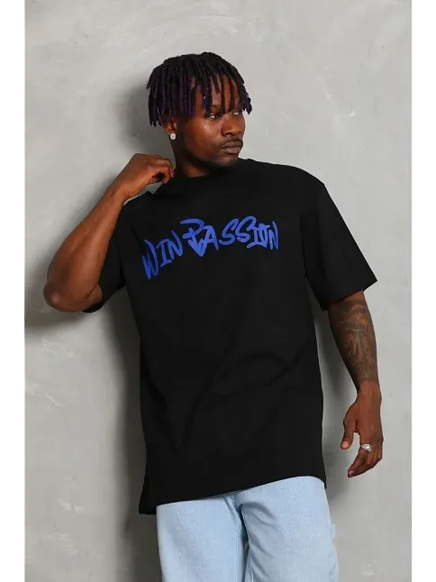 Erkek Baskılı T-shirt Kısa Kol Bisiklet Yaka Regular Fit Rahat Kalıp Günlük Tişört - Siyah
