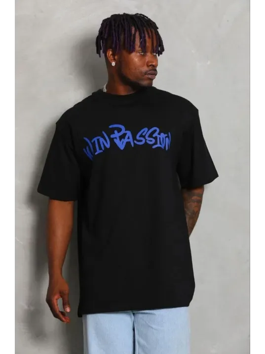 Erkek Baskılı T-shirt Kısa Kol Bisiklet Yaka Regular Fit Rahat Kalıp Günlük Tişört - Siyah