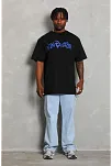 Erkek Baskılı T-shirt Kısa Kol Bisiklet Yaka Regular Fit Rahat Kalıp Günlük Tişört - Siyah