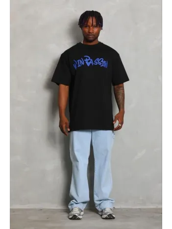 Erkek Baskılı T-shirt Kısa Kol Bisiklet Yaka Regular Fit Rahat Kalıp Günlük Tişört - Siyah