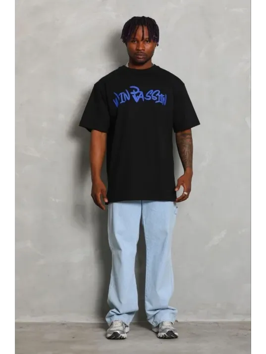 Erkek Baskılı T-shirt Kısa Kol Bisiklet Yaka Regular Fit Rahat Kalıp Günlük Tişört - Siyah