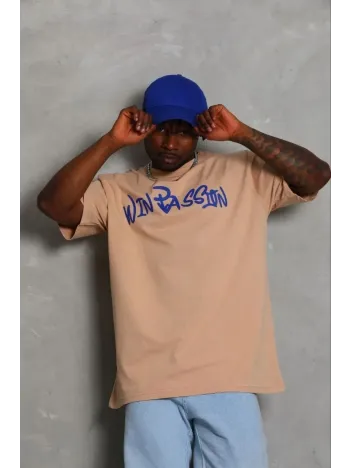 Erkek Baskılı T-shirt Kısa Kol Bisiklet Yaka Regular Fit Rahat Kalıp Günlük Tişört - Bej Erkek Baskılı T-shirt Kısa Kol Bisiklet Yaka Regular Fit Rahat Kalıp Günlük Tişört - Bej