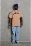 Erkek Baskılı T-shirt Kısa Kol Bisiklet Yaka Regular Fit Rahat Kalıp Günlük Tişört - Bej