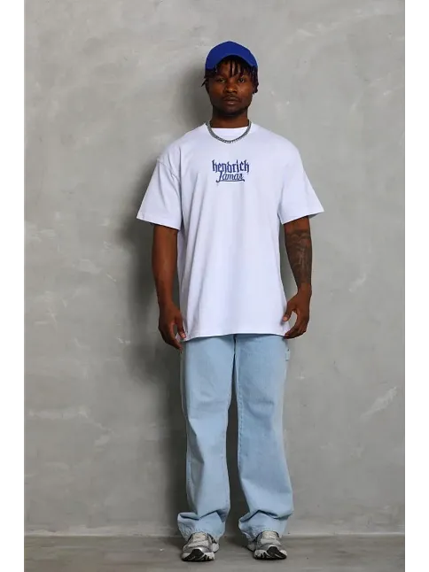 Erkek Baskılı T-shirt Kısa Kol Bisiklet Yaka Regular Fit Rahat Kalıp Günlük Tişört - Beyaz