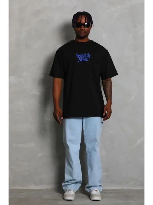 Erkek Baskılı T-shirt Kısa Kol Bisiklet Yaka Regular Fit Rahat Kalıp Günlük Tişört - Siyah