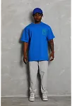 Erkek Baskılı T-shirt Kısa Kol Bisiklet Yaka Regular Fit Rahat Kalıp Günlük Tişört - Saks Mavisi