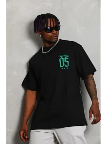 Erkek Baskılı T-shirt Kısa Kol Bisiklet Yaka Regular Fit Rahat Kalıp Günlük Tişört - Siyah