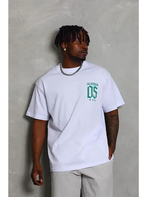 Erkek Baskılı T-shirt Kısa Kol Bisiklet Yaka Regular Fit Rahat Kalıp Günlük Tişört - Beyaz