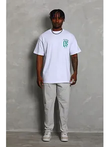 Erkek Baskılı T-shirt Kısa Kol Bisiklet Yaka Regular Fit Rahat Kalıp Günlük Tişört - Beyaz