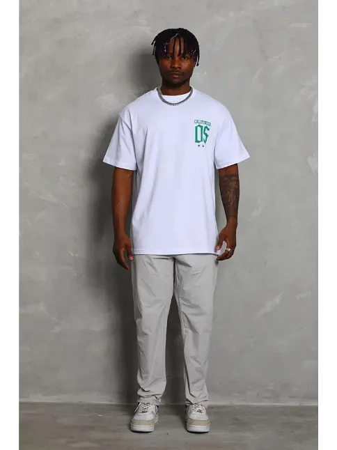 Erkek Baskılı T-shirt Kısa Kol Bisiklet Yaka Regular Fit Rahat Kalıp Günlük Tişört - Beyaz