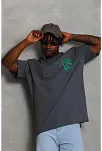Erkek Baskılı T-shirt Kısa Kol Bisiklet Yaka Regular Fit Rahat Kalıp Günlük Tişört - Füme