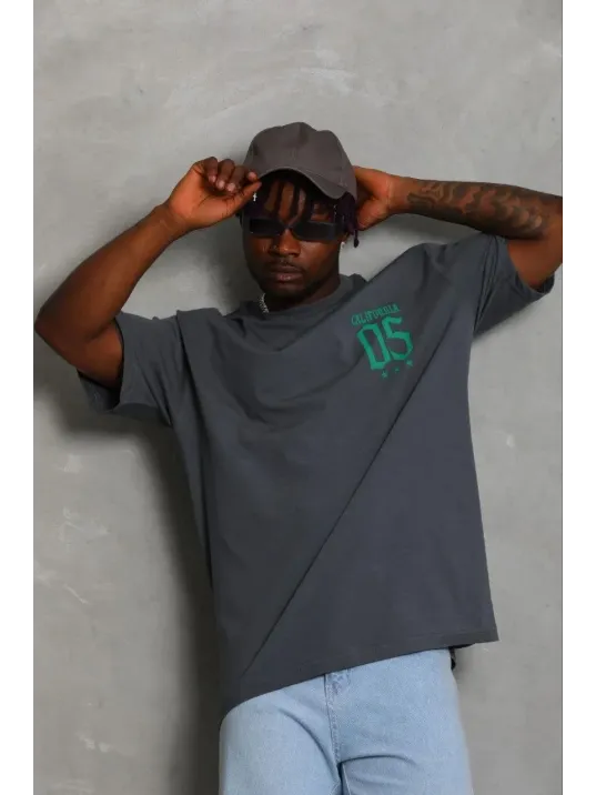 Erkek Baskılı T-shirt Kısa Kol Bisiklet Yaka Regular Fit Rahat Kalıp Günlük Tişört - Füme Erkek Baskılı T-shirt Kısa Kol Bisiklet Yaka Regular Fit Rahat Kalıp Günlük Tişört - Füme