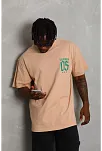 Erkek Baskılı T-shirt Kısa Kol Bisiklet Yaka Regular Fit Rahat Kalıp Günlük Tişört - Bej