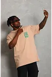 Erkek Baskılı T-shirt Kısa Kol Bisiklet Yaka Regular Fit Rahat Kalıp Günlük Tişört - Bej