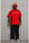 Erkek Baskılı T-shirt Kısa Kol Bisiklet Yaka Regular Fit Rahat Kalıp Günlük Tişört - Kırmızı