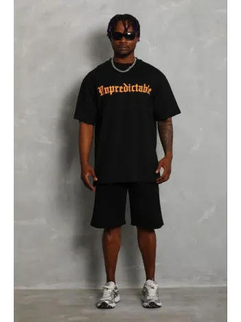 Erkek Baskılı T-shirt Kısa Kol Bisiklet Yaka Regular Fit Rahat Kalıp Günlük Tişört - Siyah Erkek Baskılı T-shirt Kısa Kol Bisiklet Yaka Regular Fit Rahat Kalıp Günlük Tişört - Siyah