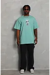 Erkek Baskılı T-shirt Kısa Kol Bisiklet Yaka Regular Fit Rahat Kalıp Günlük Tişört - Mint Yeşili
