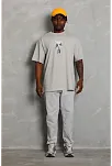Erkek Baskılı T-shirt Kısa Kol Bisiklet Yaka Regular Fit Rahat Kalıp Günlük Tişört - Gri