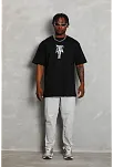 Erkek Baskılı T-shirt Kısa Kol Bisiklet Yaka Regular Fit Rahat Kalıp Günlük Tişört - Siyah