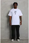 Erkek Baskılı T-shirt Kısa Kol Bisiklet Yaka Regular Fit Rahat Kalıp Günlük Tişört - Beyaz