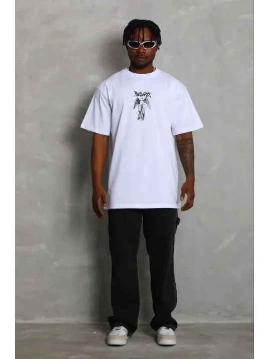 Erkek Baskılı T-shirt Kısa Kol Bisiklet Yaka Regular Fit Rahat Kalıp Günlük Tişört - Beyaz Erkek Baskılı T-shirt Kısa Kol Bisiklet Yaka Regular Fit Rahat Kalıp Günlük Tişört - Beyaz