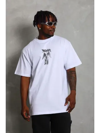 Erkek Baskılı T-shirt Kısa Kol Bisiklet Yaka Regular Fit Rahat Kalıp Günlük Tişört - Beyaz Erkek Baskılı T-shirt Kısa Kol Bisiklet Yaka Regular Fit Rahat Kalıp Günlük Tişört - Beyaz