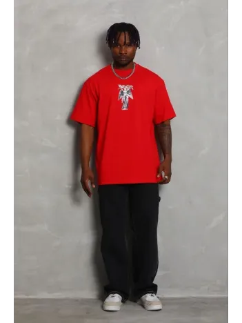 Erkek Baskılı T-shirt Kısa Kol Bisiklet Yaka Regular Fit Rahat Kalıp Günlük Tişört - Kırmızı Erkek Baskılı T-shirt Kısa Kol Bisiklet Yaka Regular Fit Rahat Kalıp Günlük Tişört - Kırmızı