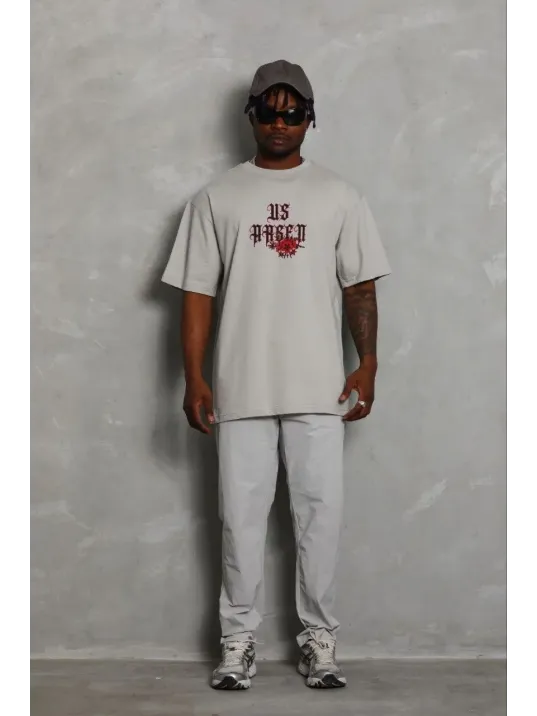 Erkek Baskılı T-shirt Kısa Kol Bisiklet Yaka Regular Fit Rahat Kalıp Günlük Tişört - Gri Erkek Baskılı T-shirt Kısa Kol Bisiklet Yaka Regular Fit Rahat Kalıp Günlük Tişört - Gri