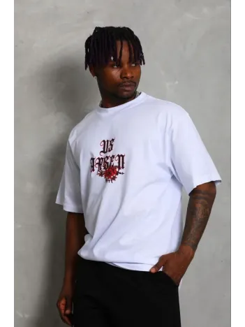 Erkek Baskılı T-shirt Kısa Kol Bisiklet Yaka Regular Fit Rahat Kalıp Günlük Tişört - Beyaz