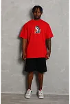 Erkek Baskılı T-shirt Kısa Kol Bisiklet Yaka Regular Fit Rahat Kalıp Günlük Tişört - Kırmızı Erkek Baskılı T-shirt Kısa Kol Bisiklet Yaka Regular Fit Rahat Kalıp Günlük Tişört - Kırmızı