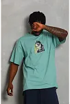 Erkek Baskılı T-shirt Kısa Kol Bisiklet Yaka Regular Fit Rahat Kalıp Günlük Tişört - Mint Yeşili