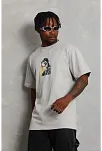 Erkek Baskılı T-shirt Kısa Kol Bisiklet Yaka Regular Fit Rahat Kalıp Günlük Tişört - Gri