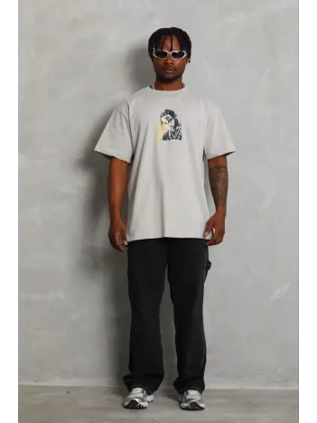 Erkek Baskılı T-shirt Kısa Kol Bisiklet Yaka Regular Fit Rahat Kalıp Günlük Tişört - Gri Erkek Baskılı T-shirt Kısa Kol Bisiklet Yaka Regular Fit Rahat Kalıp Günlük Tişört - Gri