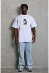 Erkek Baskılı T-shirt Kısa Kol Bisiklet Yaka Regular Fit Rahat Kalıp Günlük Tişört - Beyaz