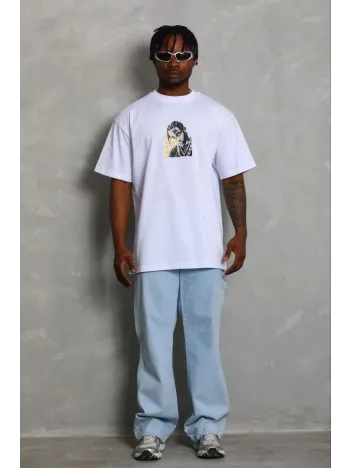 Erkek Baskılı T-shirt Kısa Kol Bisiklet Yaka Regular Fit Rahat Kalıp Günlük Tişört - Beyaz Erkek Baskılı T-shirt Kısa Kol Bisiklet Yaka Regular Fit Rahat Kalıp Günlük Tişört - Beyaz