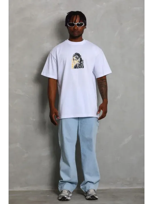 Erkek Baskılı T-shirt Kısa Kol Bisiklet Yaka Regular Fit Rahat Kalıp Günlük Tişört - Beyaz Erkek Baskılı T-shirt Kısa Kol Bisiklet Yaka Regular Fit Rahat Kalıp Günlük Tişört - Beyaz