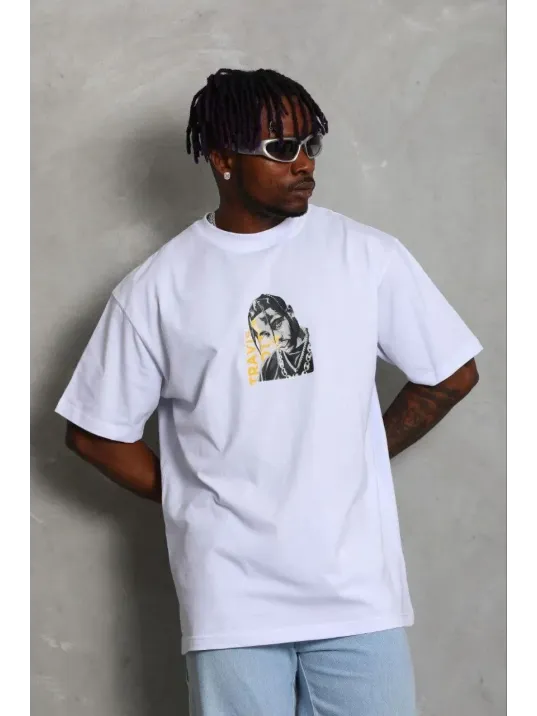 Erkek Baskılı T-shirt Kısa Kol Bisiklet Yaka Regular Fit Rahat Kalıp Günlük Tişört - Beyaz Erkek Baskılı T-shirt Kısa Kol Bisiklet Yaka Regular Fit Rahat Kalıp Günlük Tişört - Beyaz