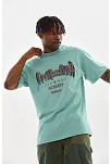 Erkek Baskılı T-shirt Kısa Kol Bisiklet Yaka Regular Fit Rahat Kalıp Günlük Tişört - Mint Yeşili