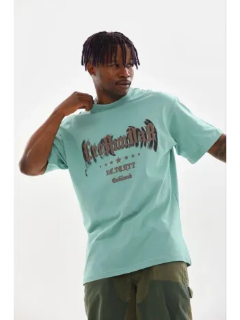 Erkek Baskılı T-shirt Kısa Kol Bisiklet Yaka Regular Fit Rahat Kalıp Günlük Tişört - Mint Yeşili