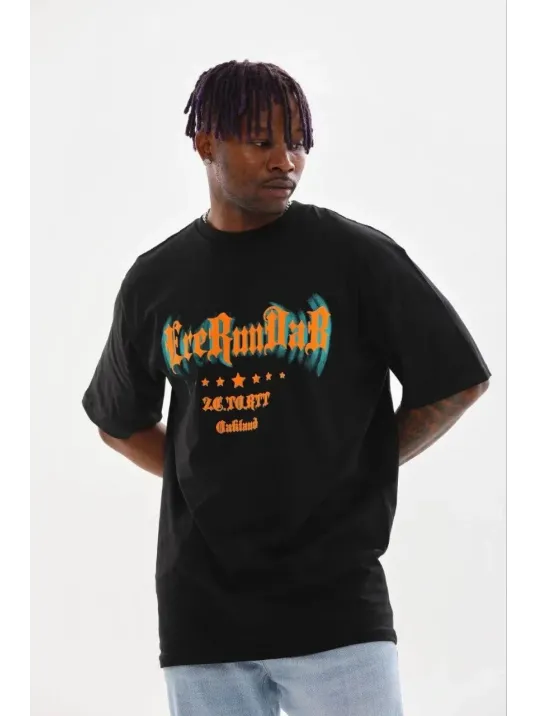 Erkek Baskılı T-shirt Kısa Kol Bisiklet Yaka Regular Fit Rahat Kalıp Günlük Tişört - Siyah Erkek Baskılı T-shirt Kısa Kol Bisiklet Yaka Regular Fit Rahat Kalıp Günlük Tişört - Siyah