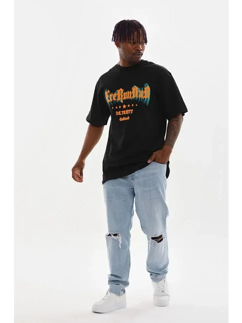 Erkek Baskılı T-shirt Kısa Kol Bisiklet Yaka Regular Fit Rahat Kalıp Günlük Tişört - Siyah Erkek Baskılı T-shirt Kısa Kol Bisiklet Yaka Regular Fit Rahat Kalıp Günlük Tişört - Siyah