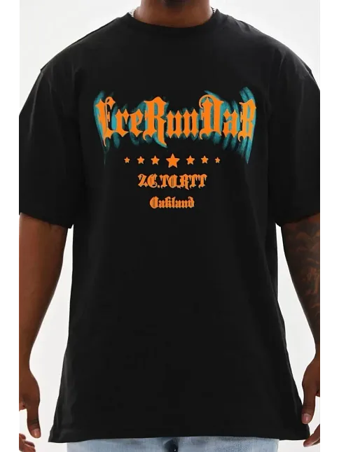 Erkek Baskılı T-shirt Kısa Kol Bisiklet Yaka Regular Fit Rahat Kalıp Günlük Tişört - Siyah Erkek Baskılı T-shirt Kısa Kol Bisiklet Yaka Regular Fit Rahat Kalıp Günlük Tişört - Siyah