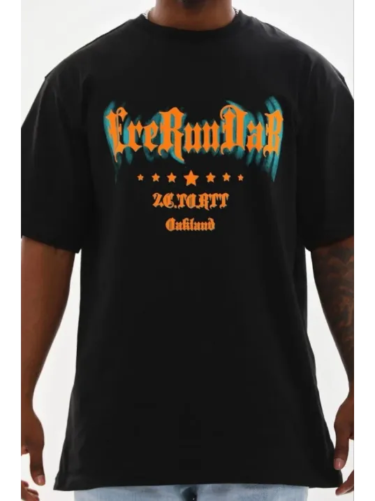 Erkek Baskılı T-shirt Kısa Kol Bisiklet Yaka Regular Fit Rahat Kalıp Günlük Tişört - Siyah Erkek Baskılı T-shirt Kısa Kol Bisiklet Yaka Regular Fit Rahat Kalıp Günlük Tişört - Siyah